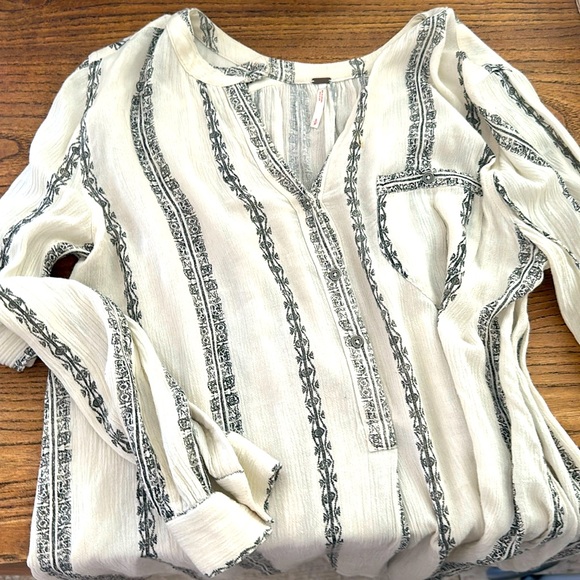 Free People Vanilla Combo Women's Shibori Magic Long-Sleeve Top Small - Picture 4 of 11